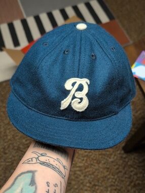 Ebbets Field Flannels Navy Wool Cap with White 'B' Patch